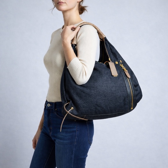 ORYANY Large Canvas Hobo Shoulder Bag Leather Trim | Front & Back Zip Pockets - Picture 14 of 14
